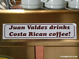 Juan Valdez drinks Costa Rican coffee